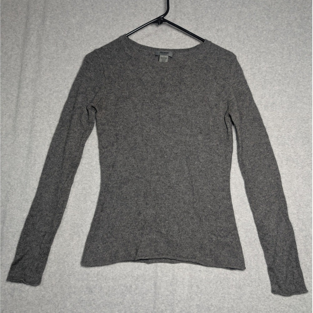 Premise Cashmere Top Womens Small Long Sleeve Gray Quiet Luxury Capsule Wardrobe